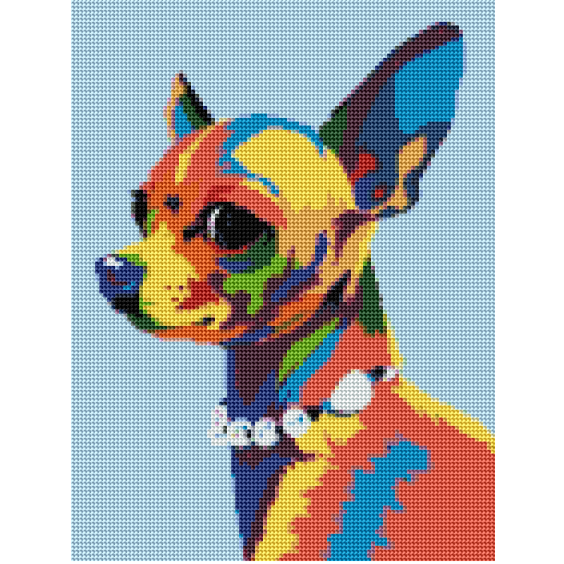 Kit Diamond Painting c/b 30x40 Chihuahua colorido | WDF1610 Main Image